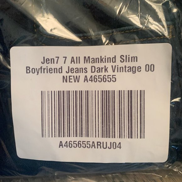 NWT JEN7 BY 7 FOR ALL MANKIND SLIM‎ BOYFRIEND JEANS DARK VINTAGE 00 - Picture 7 of 12